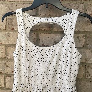 Open back sun dress Lauren Conrad polka dotted black white